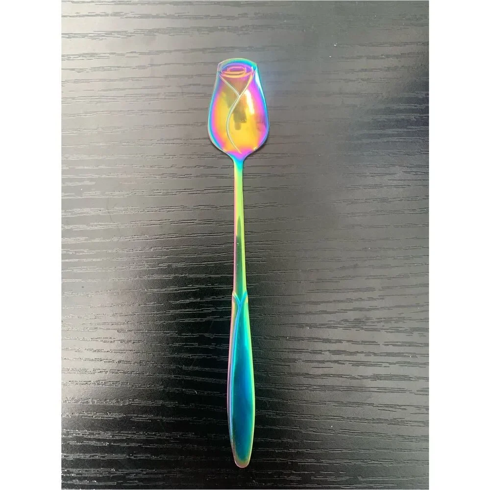 Unique Metallic Rose Design coffee tea dessert spoon